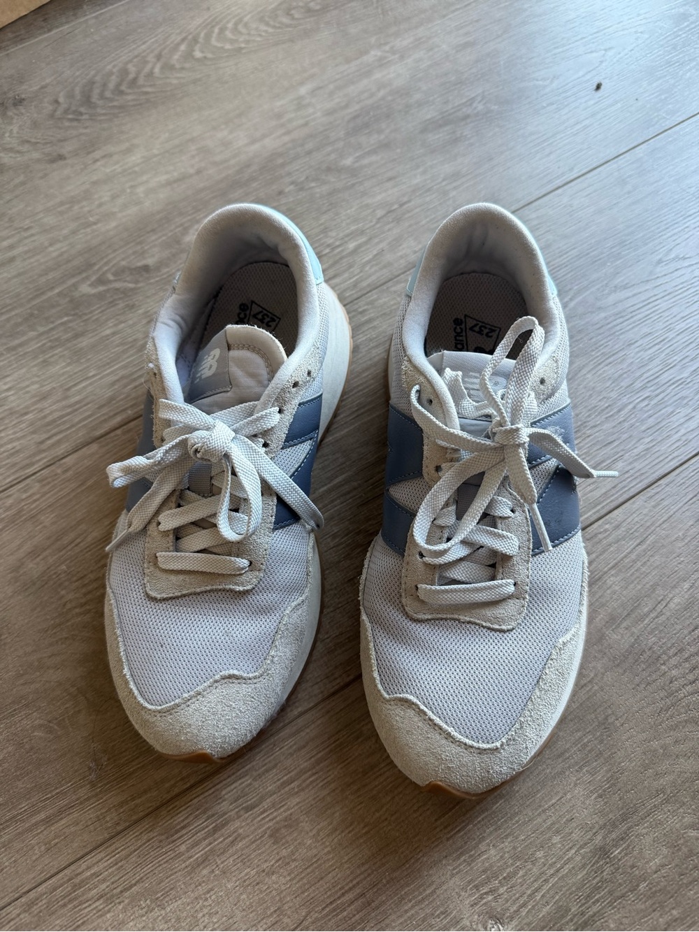 Light Gray & Blue New Balance 237 Sneakers